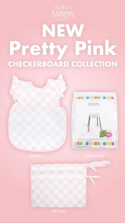BapronBaby Pink Flutter Checkerboard Bapron - Image 7