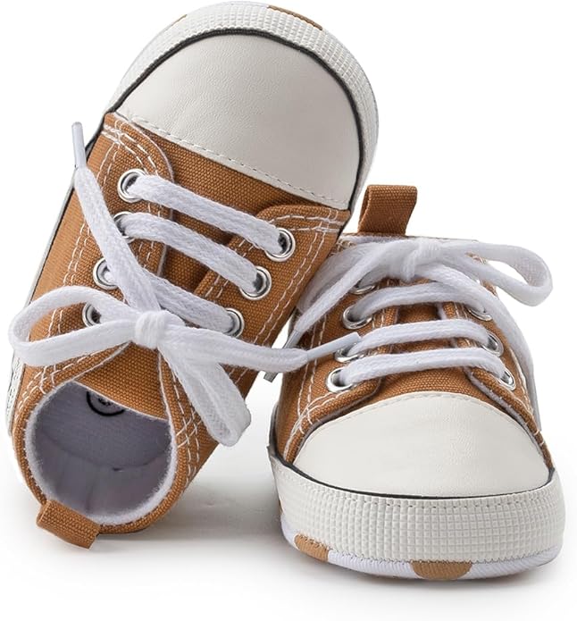 Meckior Baby Girls Boys Canvas Sneakers Soft Sole High-Top Ankle Infant First - Image 2