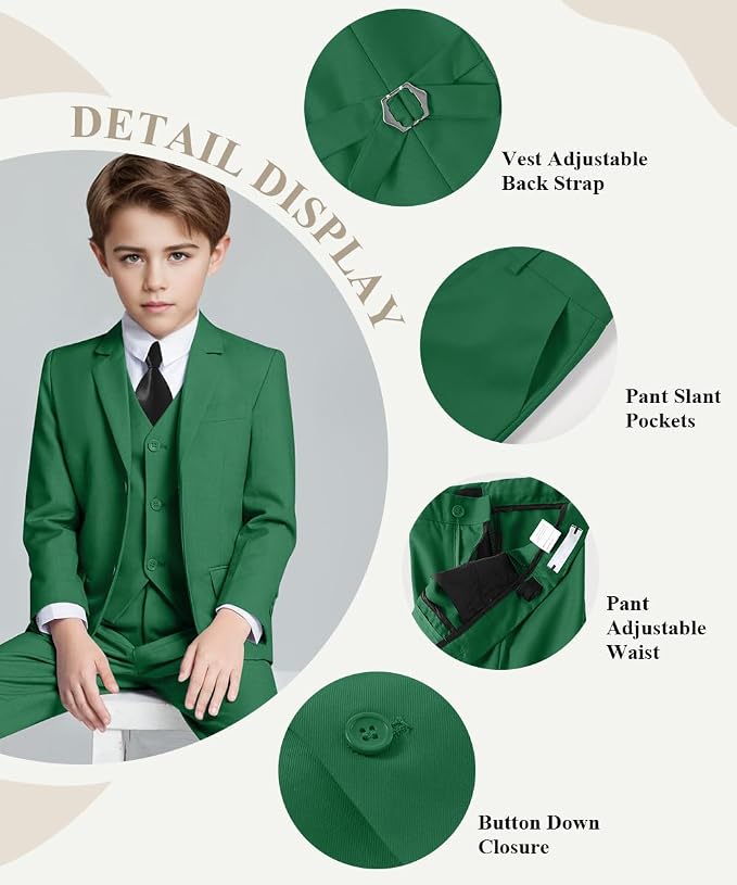 Visaccy Boys Suits Slim Fit Dress Clothes Ring Bearer Outfit - Image 2