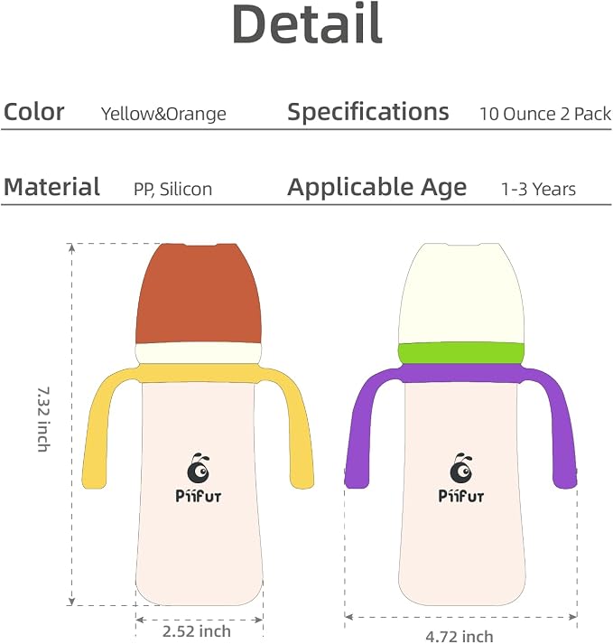 Piifur Sippy Cups for Toddlers 1-3 No Spill Straw - Image 7