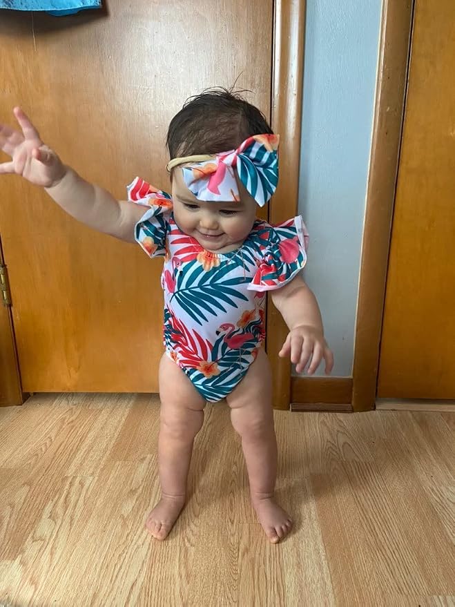 Toddler Girl Baby Ruffles Mermaid Fish Scale Swimsuit One Piece Swimwear - Image 4