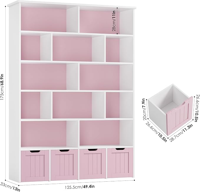 FINETONES 69" H Toy Storage Organizer, 6 Tier Tall Kids Bookshelf - Image 2