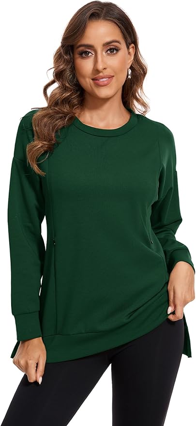 Smallshow Women's Nursing Tops Sweatshirt Long Sleeve Side Split Breastfeeding by Smallshow