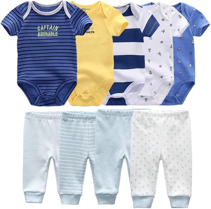 Baby Layette Set Baby Boys' 9-Piece Bodysuits Pants Set Toddler Girl Boy Unisex by Kiddiezoom
