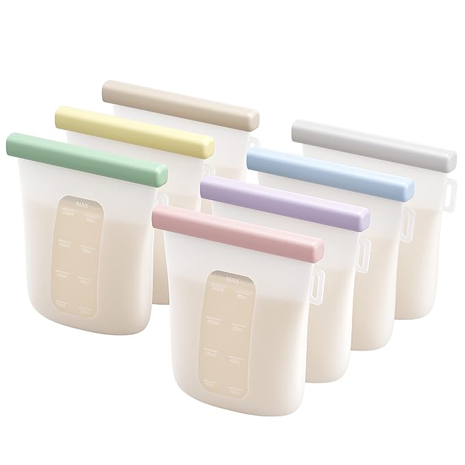 Nuliie 7 Pcs Silicone Breastmilk Storage Bags Reusable, 8oz/240ml Double by nuliie