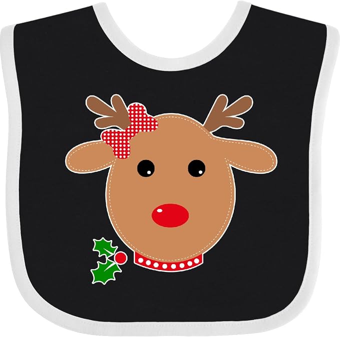inktastic Girl Reindeer Baby Bib by Inktastic