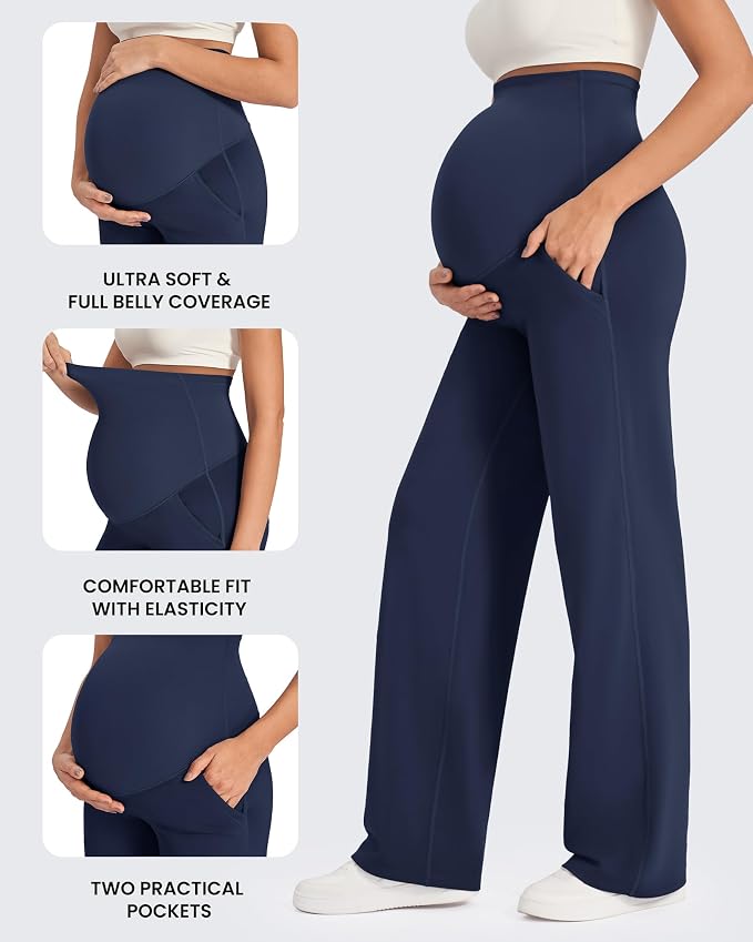 G4Free Maternity Pants Over The Belly Yoga Dress Work Pregnancy Pants Stretchy - Image 6