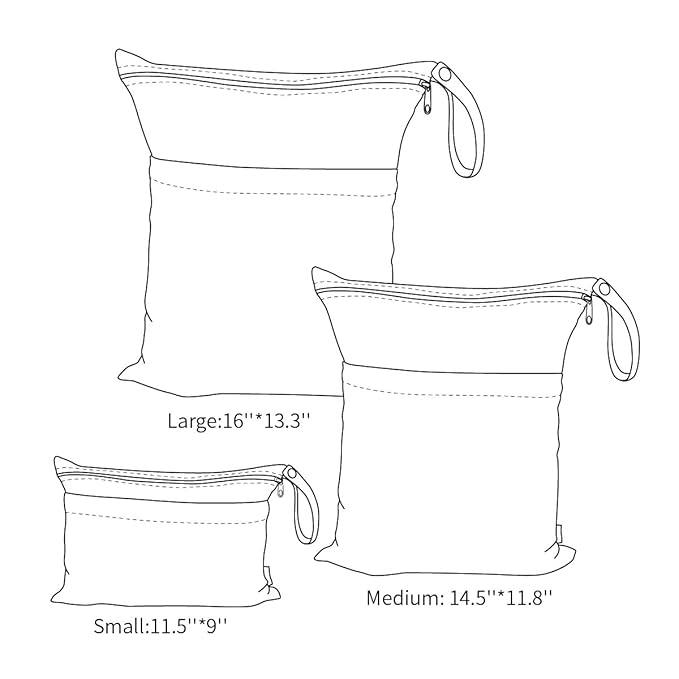 ALVABABY 3pcs Baby Cloth Diaper Wet Dry Bags Waterproof Reusable - Image 4