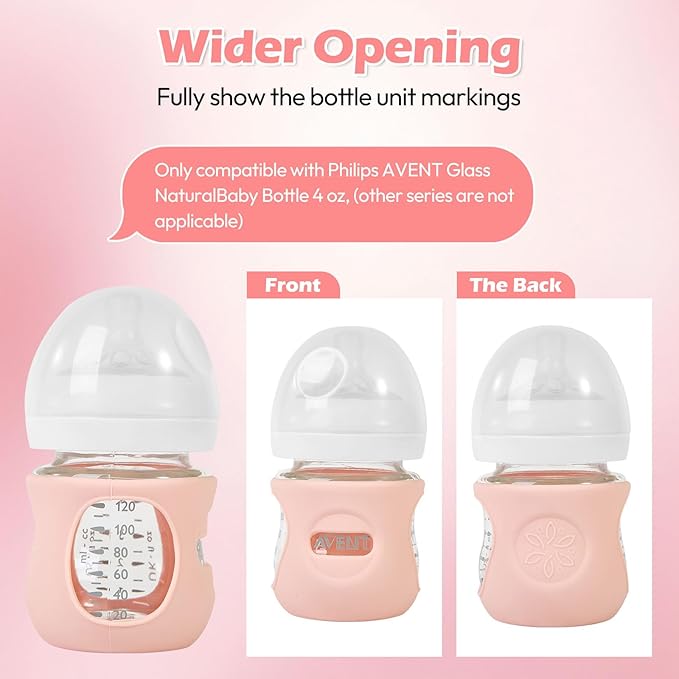 3 Pack Silicone Sleeves for Philips Avent Natural Glass Baby Bottles, Anti - Image 4