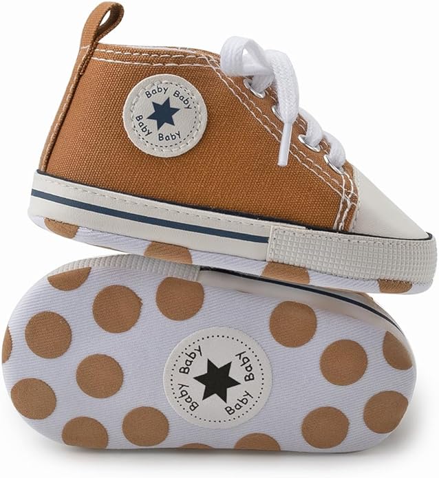 Meckior Baby Girls Boys Canvas Sneakers Soft Sole High-Top Ankle Infant First by Meckior