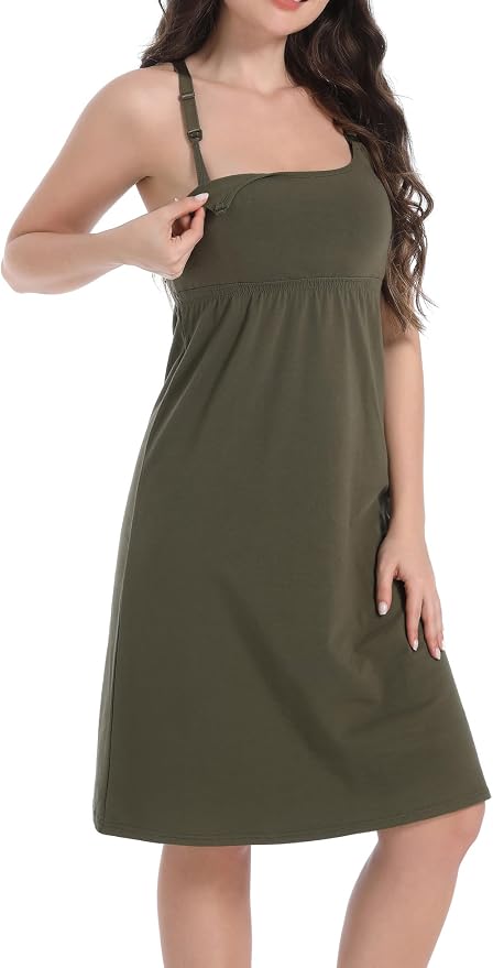 SUIEK 3-Pack Maternity Nursing Nightgown Cotton Breastfeeding Dress Pregnancy - Image 2
