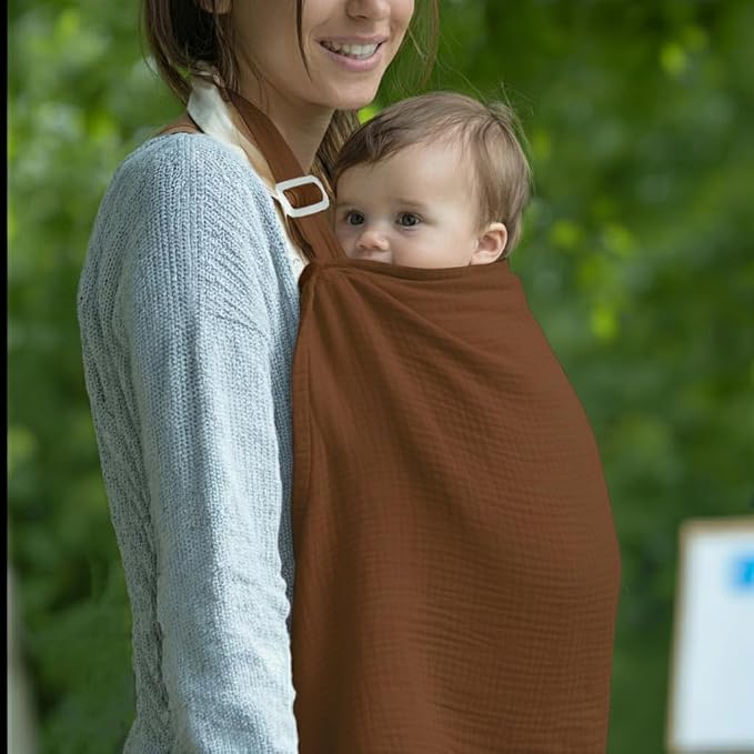 Muslin Nursing Covers for Breastfeeding, Arch Neckline Breast Feeding Covers - Image 8