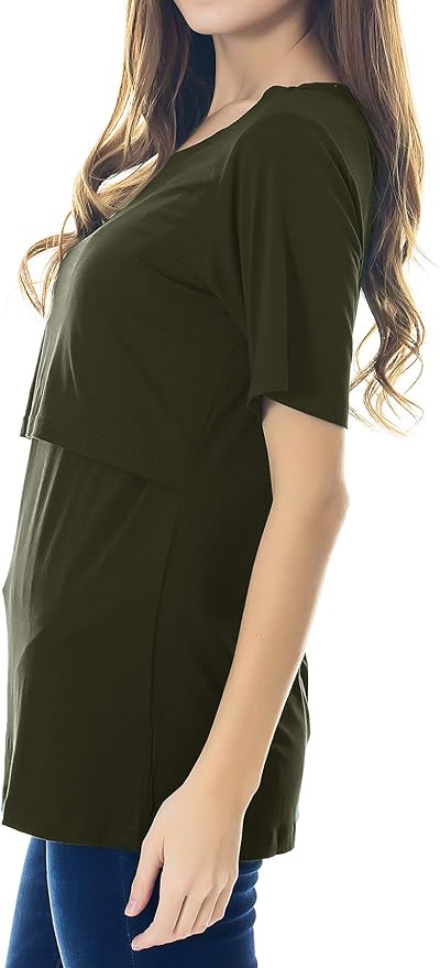 Smallshow Women's Maternity Nursing Tops Short Sleeve Breastfeeding Clothes - Image 4