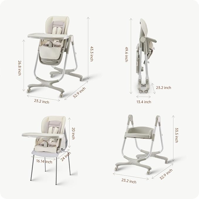 6 in 1 Convertible High Chairs for Babies and Toddlers, Portable High Chair - Image 7