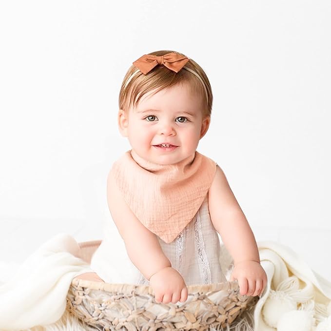 Konssy Muslin Baby Bibs 10 Pack Baby Bandana Drool Bibs 100% Cotton - Image 2