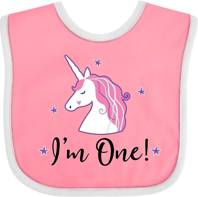 inktastic 1st Birthday Unicorn Baby Bib by Inktastic