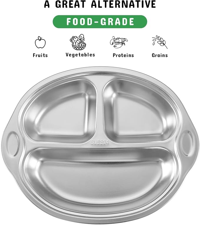 Stainless Steel Baby Suction Plates: Divided Plates - Image 2