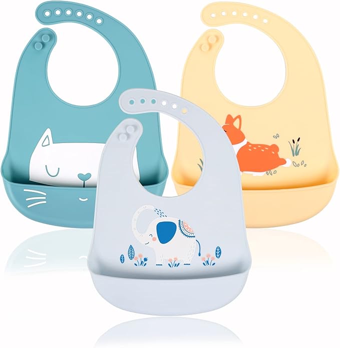 Baby Silicone Feeding Bibs by YINGJEE