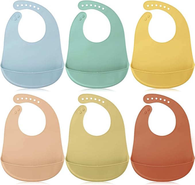 Mepase Silicone Bibs Waterproof Silicone Baby Bibs Soft Adjustable Baby Feeding by Mepase