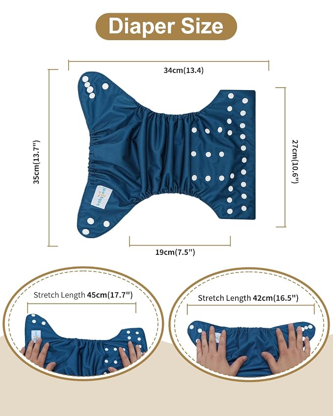 Babygoal Baby Reusable Neutral Cloth Diapers, One Size Adjustable Washable - Image 4