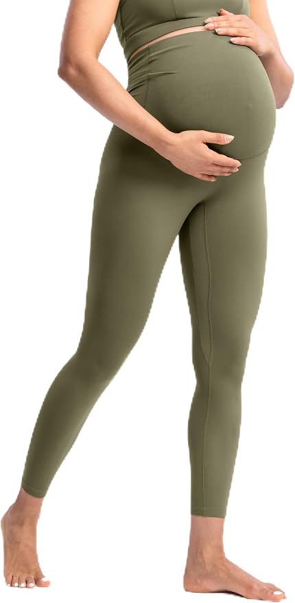 POSHDIVAH Women's Creamluxe Maternity Leggings 25"/28" Over The Belly Pregnancy by Poshdivah
