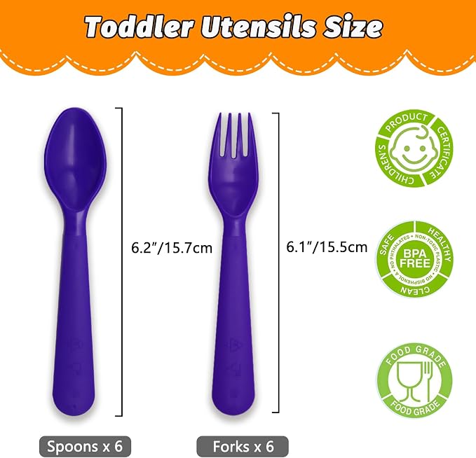 12 Pcs Kids Spoons and Forks Toddler Utensils Plastics Reusable Silverware Baby - Image 2