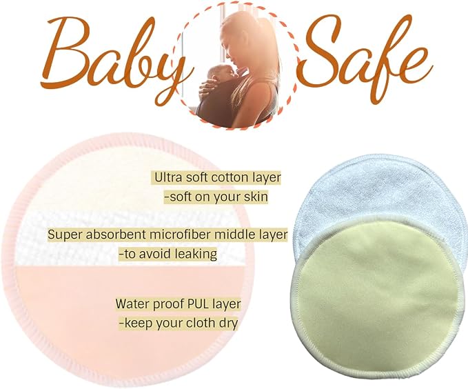 Reusable Nursing Pads 14 Pack, Washable Breast Pads Breastfeeding Essentials - Image 4