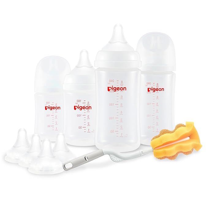 Pigeon Baby Bottle Newborn Feeding Gift Set, Anti-Colic, Wide Neck Bottle by PIGEON