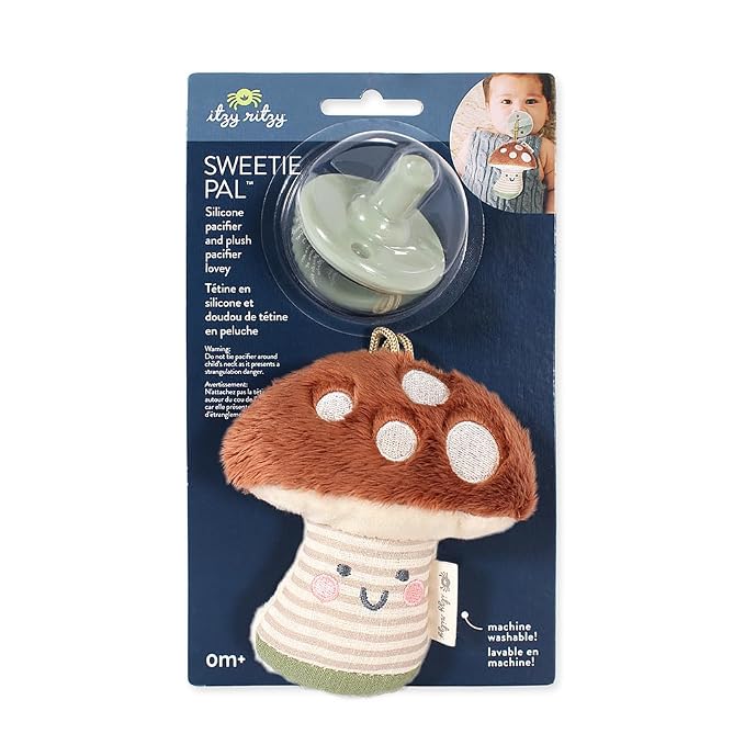 Itzy Ritzy Pacifier and Lovey Set; Detachable Plush Mushroom and Coordinating - Image 3