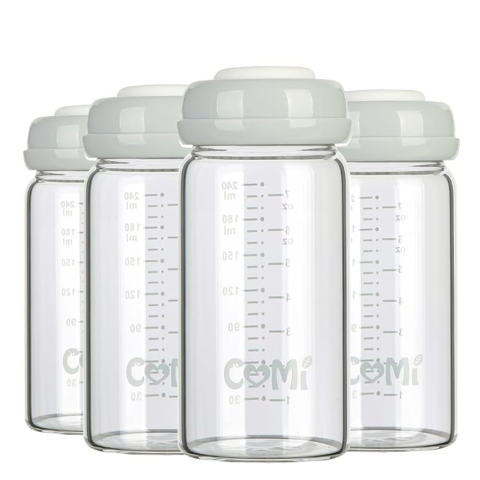 COMI Wide Neck Glass Breastmilk Collection n Storage Bottle, 8oz by COMI