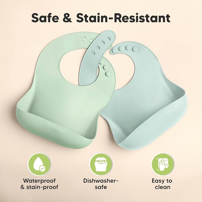 KeaBabies 2-Pack Silicone Baby Bibs - Image 6