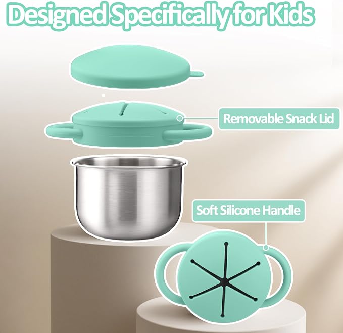 BUSOHA Stainless Steel Toddler Snack Cups - 9 OZ Spill-Proof Baby Snack - Image 3