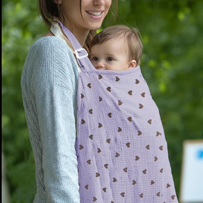 Muslin Nursing Covers for Breastfeeding, Arch Neckline Breast Feeding Covers - Image 8
