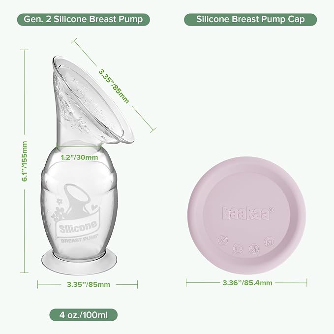 Haakaa Manual Breast Pump with Base 4 Fl Oz/100ml+Lid - Image 7