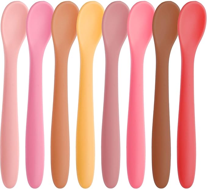 HANSGO 8-Piece Silicone Baby Spoons, First Stage Infant Self Feeding Spoons by HansGo