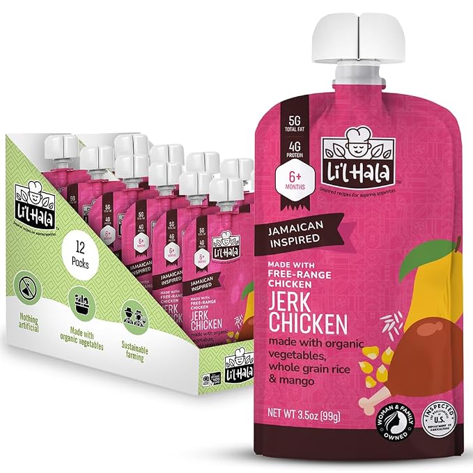 Li’l Hala Jerk Chicken Baby Food Pouches – Free-Range Chicken & Organic Veggies by LilHalaFoods