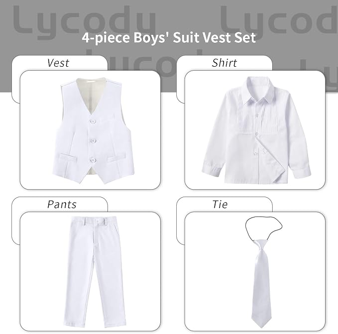 Boys Vest Set Formal Dress Suits Wedding Outfit Dresswear - Image 2