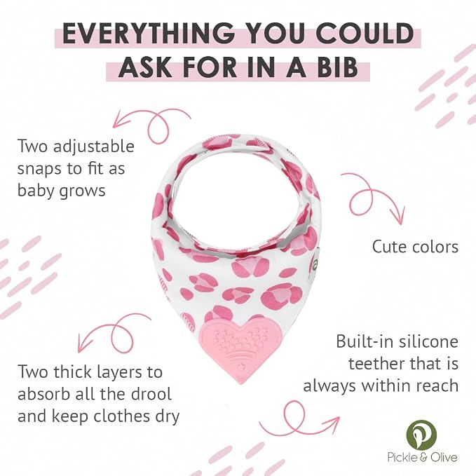 Pickle & Olive - Baby Bandana Girl Teething Bibs - Set Of 4 -Leopard - Image 2