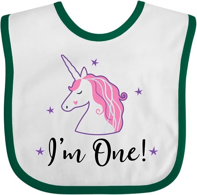 inktastic 1st Birthday Unicorn Baby Bib by Inktastic