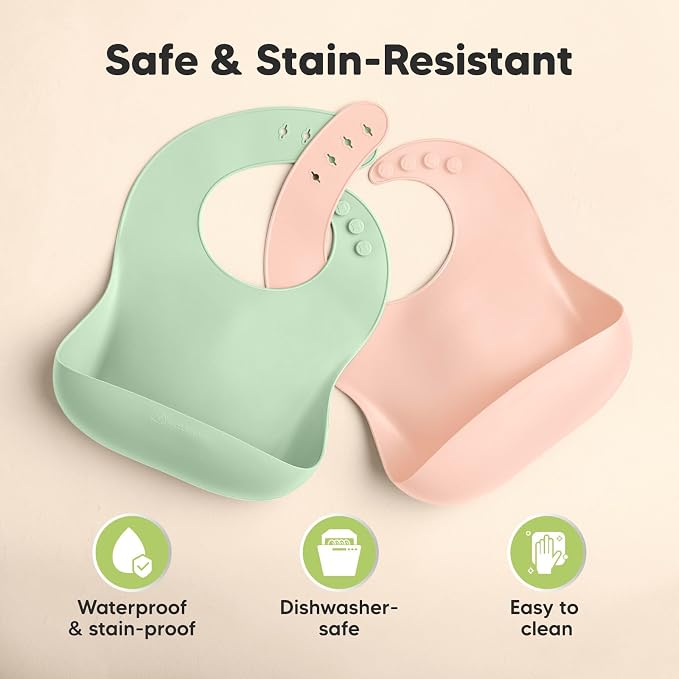 KeaBabies 2-Pack Silicone Baby Bibs - Image 6