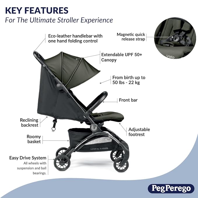 Peg Perego Volo, Ultra Lightweight Carry On Compliant Travel Stroller, - Image 2
