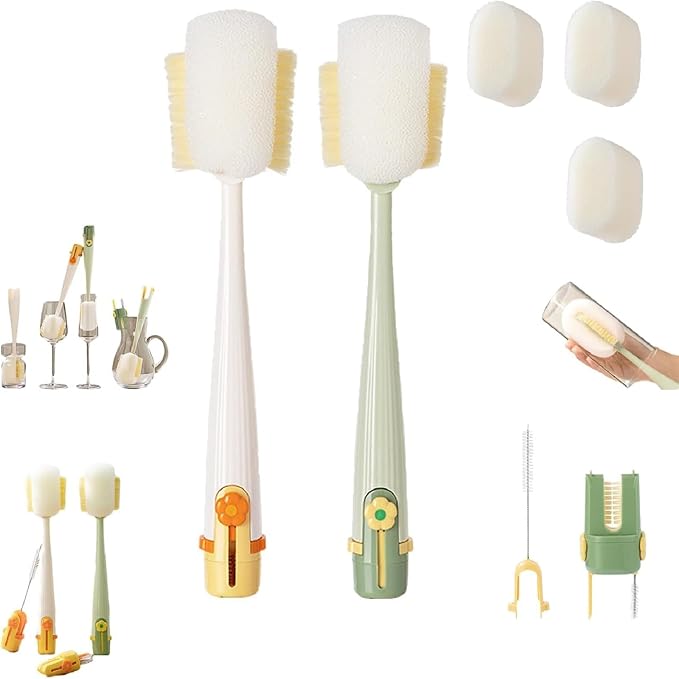 5 in 1 Bottle Cleaning Brush Set, 5‑in‑1 Multifunctional Bottle Cleaning Brush by ZANWANXIN
