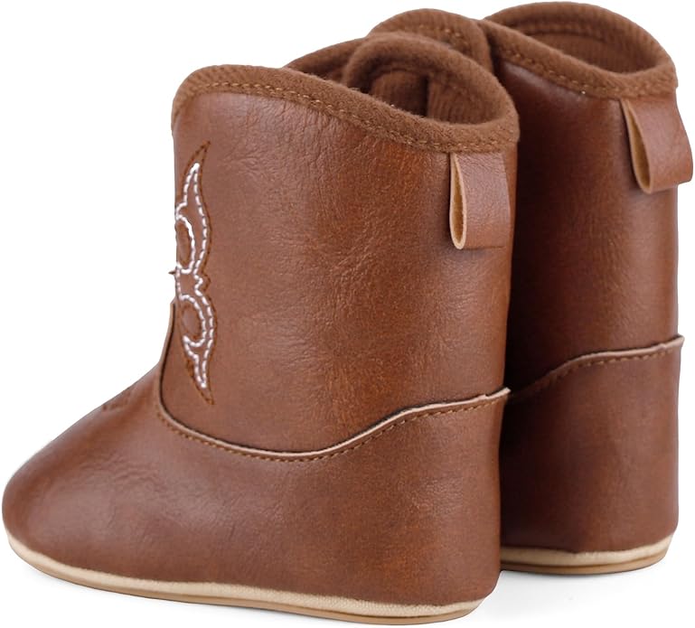 MK MATT KEELY Leather Western Boots Cowboy Bootie Soft Sole Non-Slip Crib Shoes - Image 4
