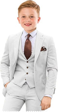 Boys Suit 4 Piece Slim Fit Kids Tuxedo Suit Formal Wedding Outfit Blazer Vest by Tesscy