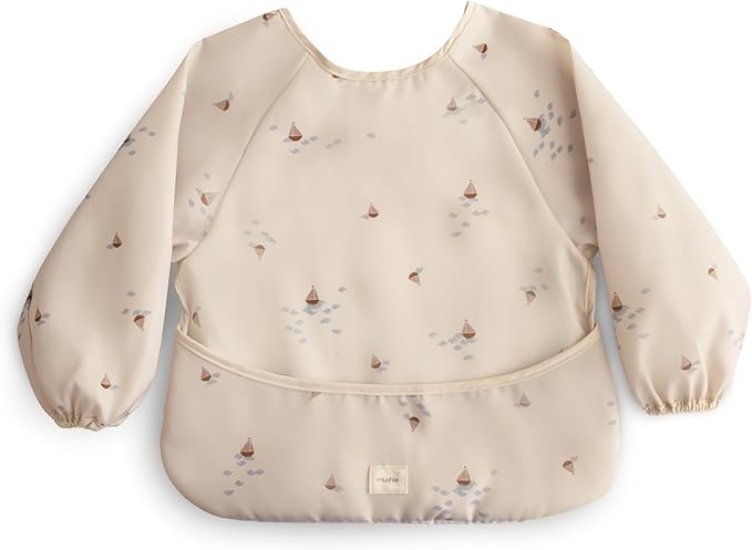 mushie Long Sleeve Baby Bib | Water Resistant Adjustable Fit by mushie