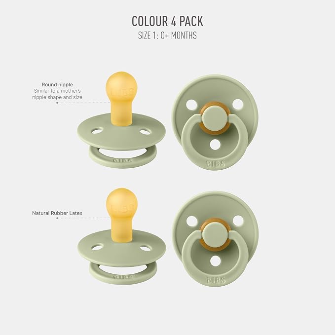 BIBS Pacifiers - Colour 4-Pack | BPA Free Baby Pacifier | Round Nipple Binkies - Image 2