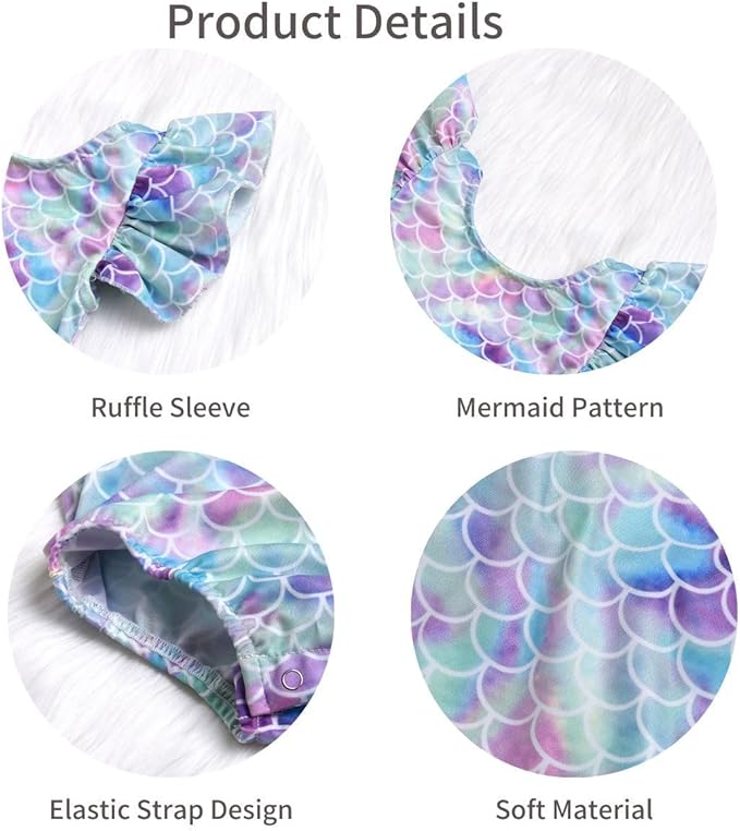 Toddler Girl Baby Ruffles Mermaid Fish Scale Swimsuit One Piece Swimwear - Image 4