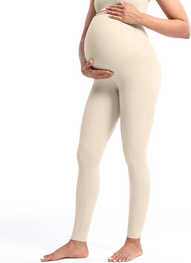 POSHDIVAH Women's Creamluxe Maternity Leggings 25"/28" Over The Belly Pregnancy by Poshdivah