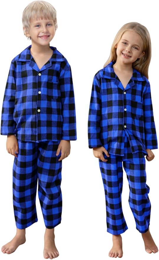 Schbbbta Kids Pajamas Set, Plaid Button Down Pjs by SchbbbtaTouchYourLife