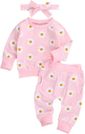 3Pcs Baby Girl Outfits Daisy Sweatshirt + Pants + Headband Infant Fall Winter by CIYCUIT